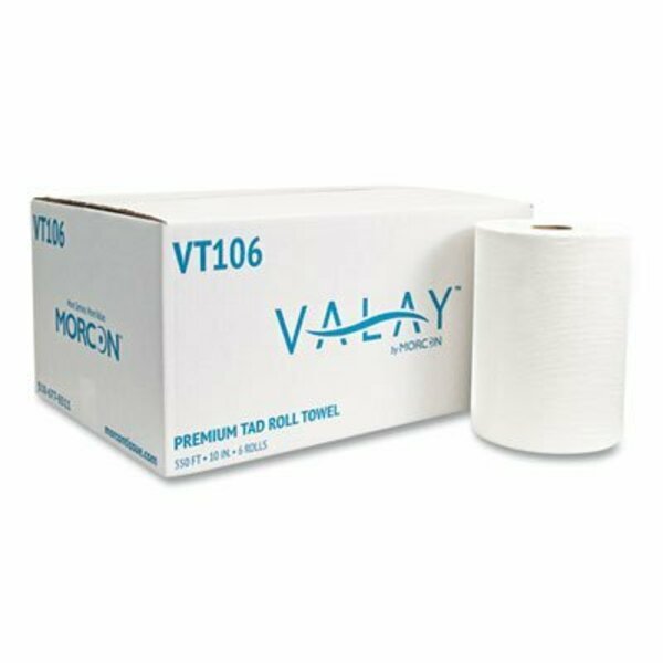 Morcon 10 INCH TAD ROLL TOWELS, 1-PLY, 10in X 550 FT, WHITE, 6PK VT106